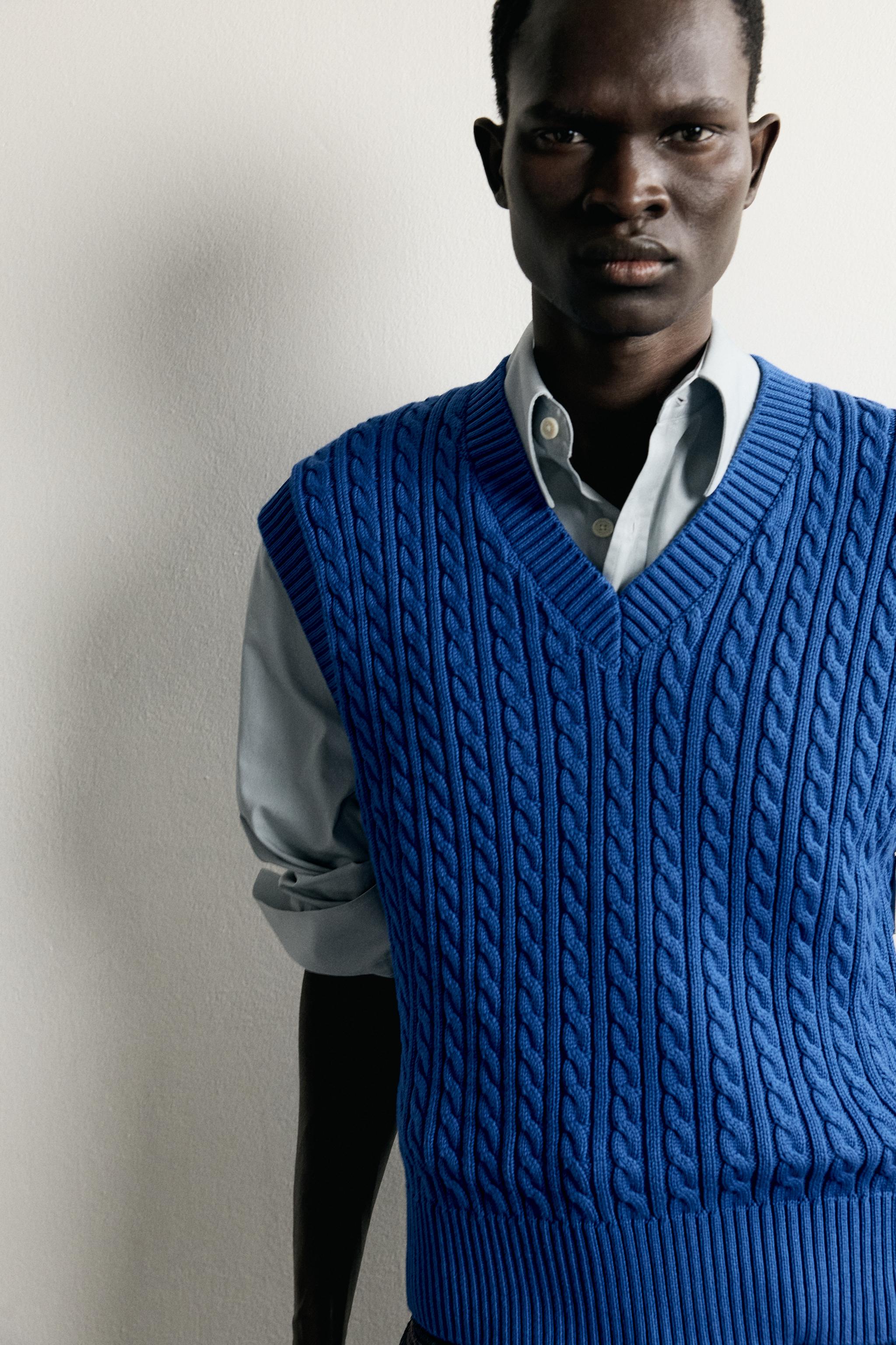 GILET EN MAILLE À TRESSES